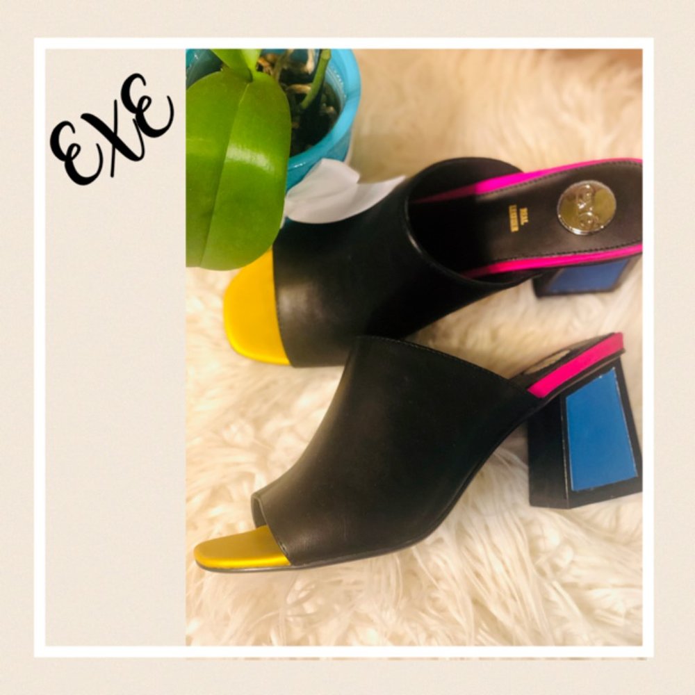 Exe brand black leather heels size 7.5 BRAND NEW